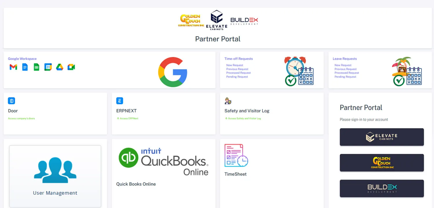 A single location to access all your company’s software and services.