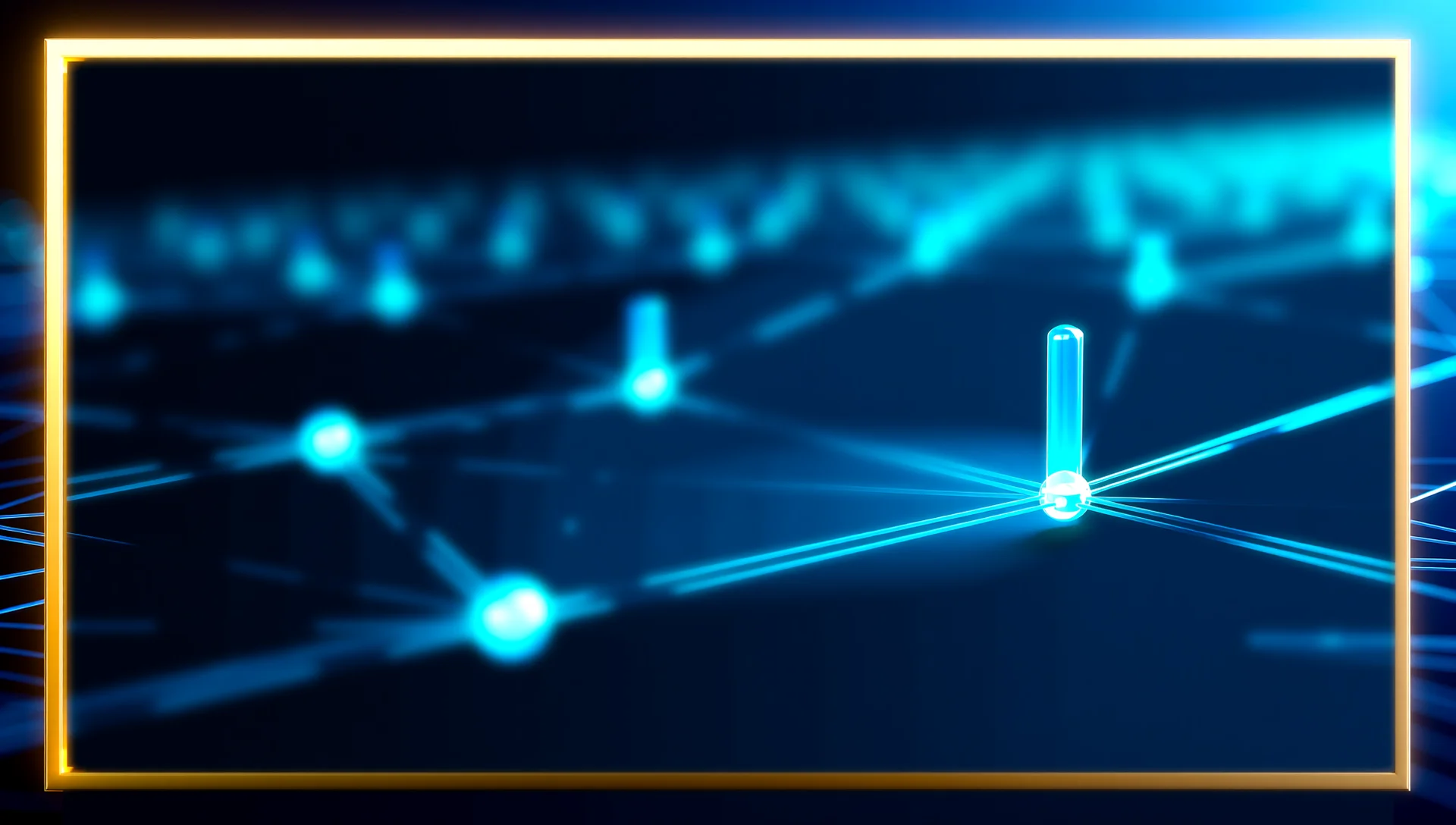 Futuristic AI neural network visualization with interconnected nodes representing large language model architecture